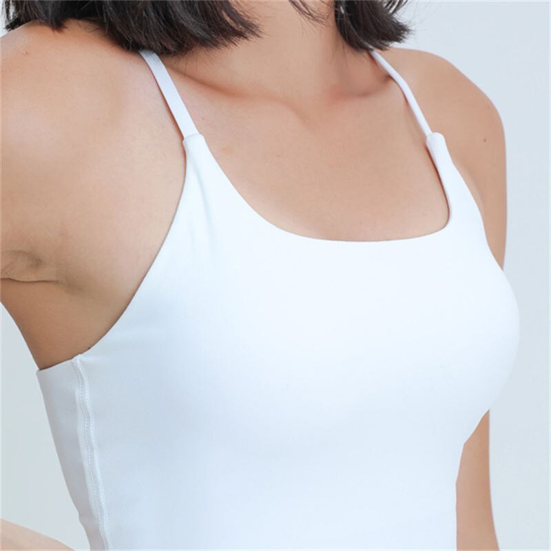 Nepoagym EMOTION Buttery Soft Women Workout Crop Tank Bras with Y Strappy Back Longline Gym Top with Removable Padding