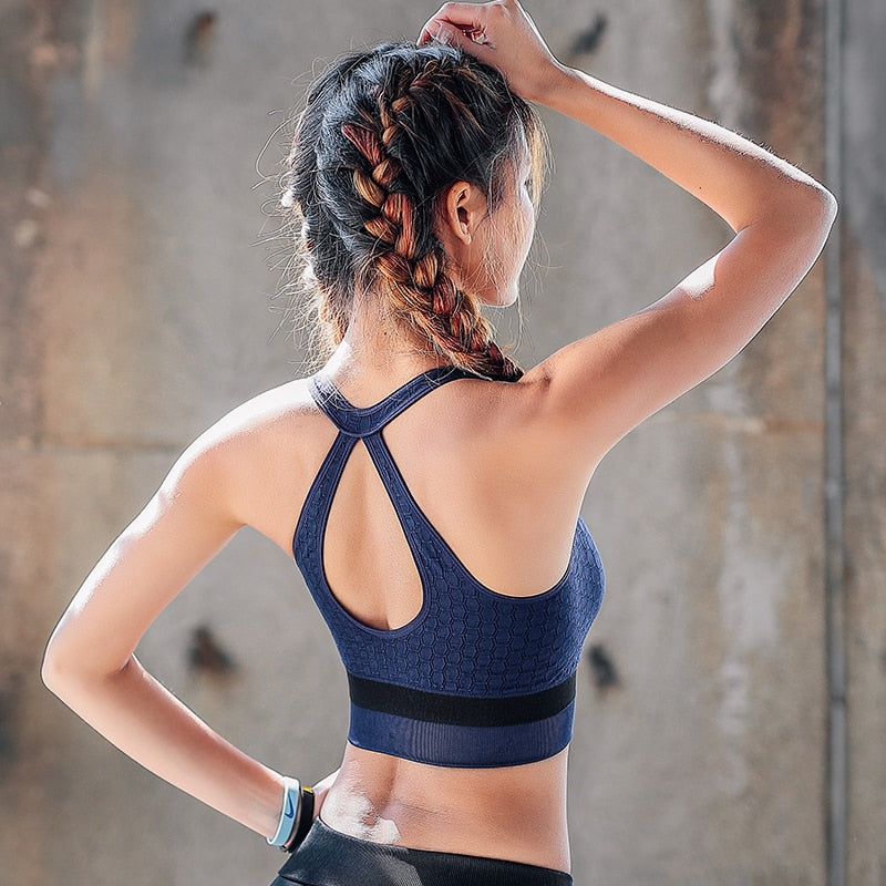 women Sports Bra  high impact zipper front fitness Gym Running Adjustable Tops Yoga Vest push up Seamless Vest Fitness Tops