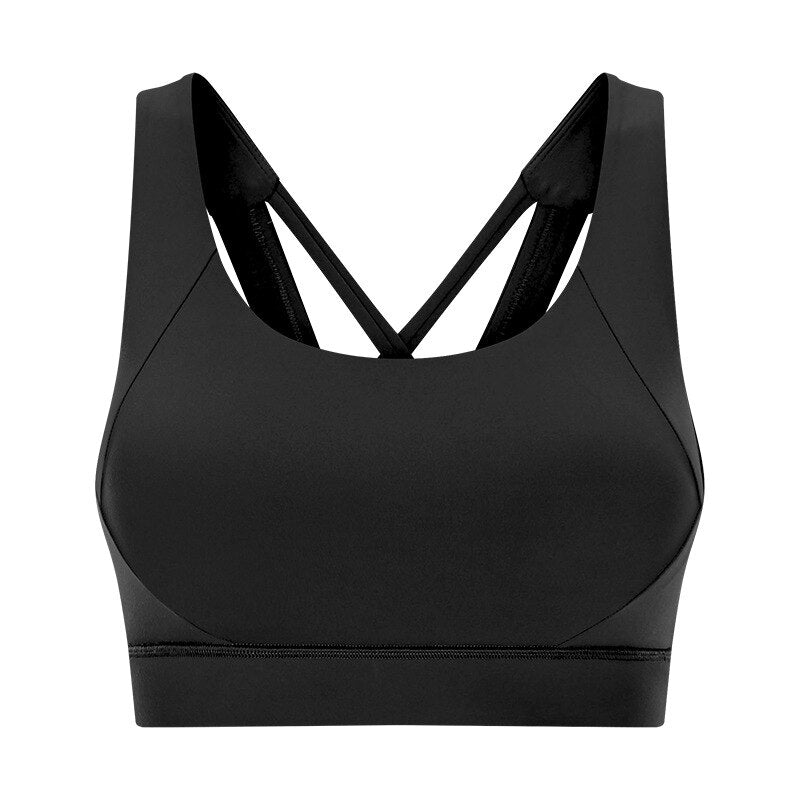 SHINBENE HIGH IMPACT Stretchy Fitness Running Sports Bras Top Women Naked-feel Fabric Padded Workout Gym Brassiere Yoga Bras
