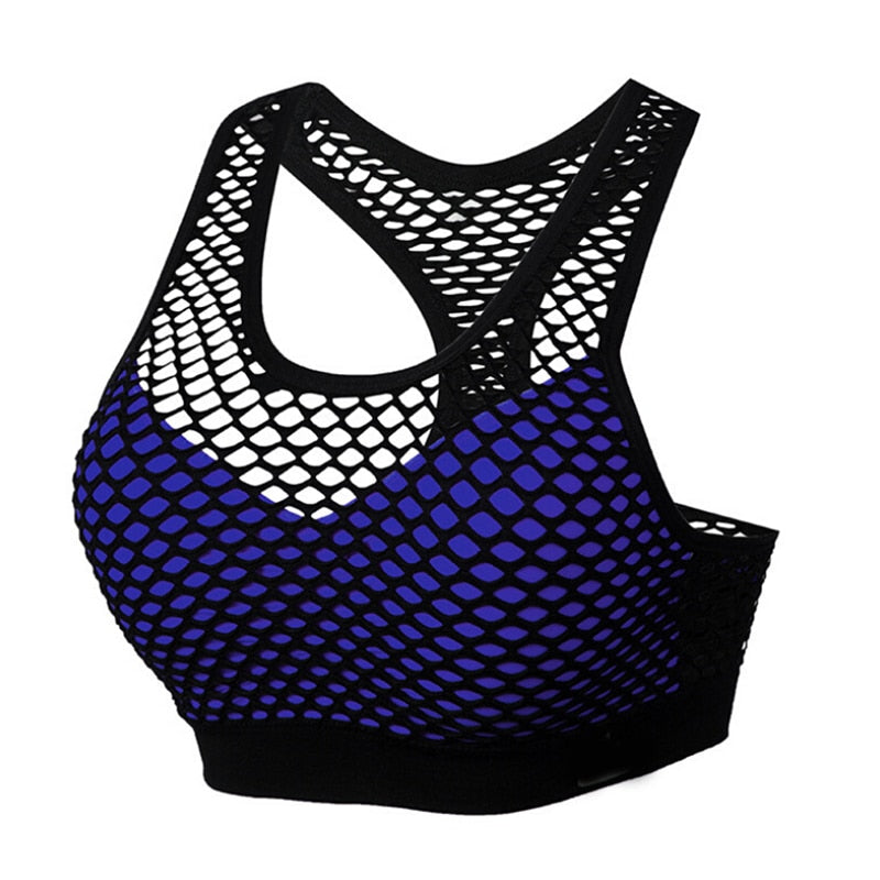 Shockproof   Mesh Patchwork Fitness Yoga Bra Push Up Padded Top Anti Sweat Yoga Bra Tops Women Breathable Sportwear