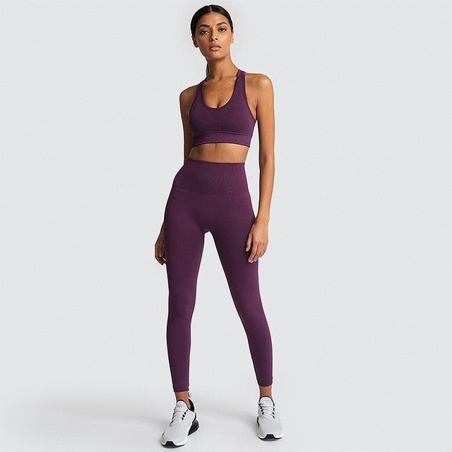 2pcs seamless hyperflex workout sport outfits for women sportswear athletic clothes gym Long Sleeve Crop Top High Waist Leggings