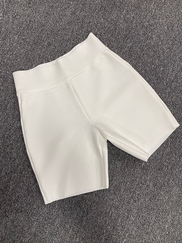 Top Quality Celebrity Grey Black White Elastic Rayon Bandage Pants Fashion Bodycon Shorts Sports Pant