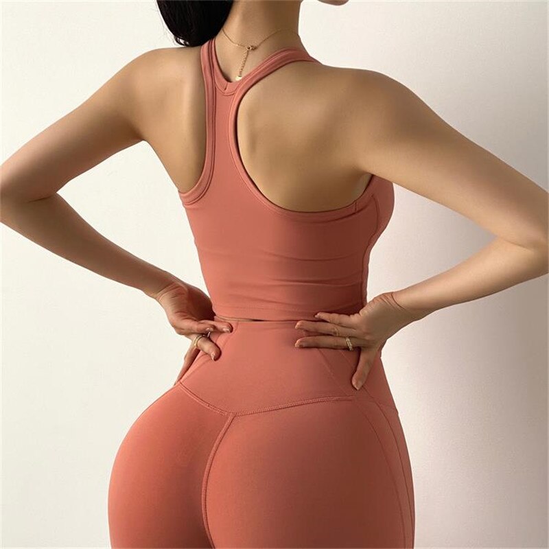 Woman High Impact Sports Bra Fitness Running Underwear Gym Vest Tank Tops Training Solid Workout Gym Push Up Yoga Crop Top